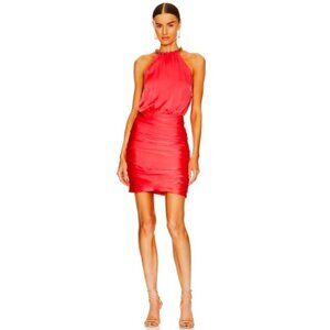 Veronica Beard 'Kalita' Chain-Halter Silk-Blend Mini-Dress, Watermelon